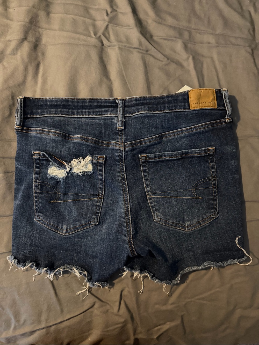 American Eagle Outfitters Dark Blue Distressed Denim Cutoff Shorts - Picture 5 of 6
